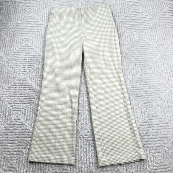 ecru Pants - Ecru Pants Womens S Check Knit Stretch Quiet Luxury Old Money Spring Resort